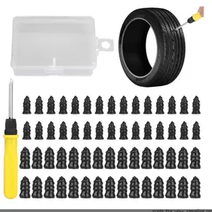 60PCS Tire Repair Rubber Nails Kit with 2 Sizes for Car/Motorcycle/Truck/Tractor, Fast Self-service Screw Rubber Nail Vacuum Tire Puncture Repair Tool