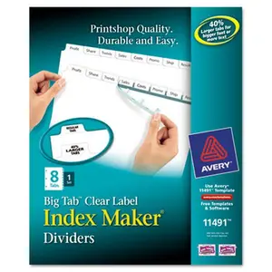 Avery 11491 Index Maker with Big Tab- 11x8.5- 8-Tab- White
