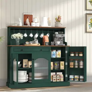 3 - Door Kitchen Hutch | Aesthetic, Farmhouse, Retro - Vibes, Multipurpose, Space - Saving | Ideal for Kitchen, Dining Room, Coffee Nook | Organized Storage, Stylish Display
