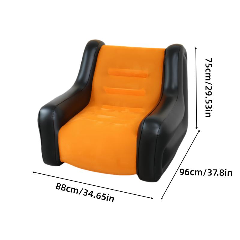 1pc Adult Plush Automatic Inflatable Sofa with 2600mAh Built-in Battery Pump, One-Click Inflate Deflate, Foldable Armrests for Home Camping Music Festival Outdoor Picnic Travel Leisure