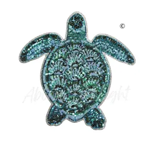 Teal Turtle Summer Sequin Patch-Large