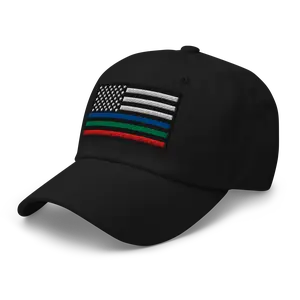 RIVEMUG NX Thin Blue Green Red Line American Flag Embroidered Curved Bill Cap Relaxed Fit Low Crown Adjustable USA Hat