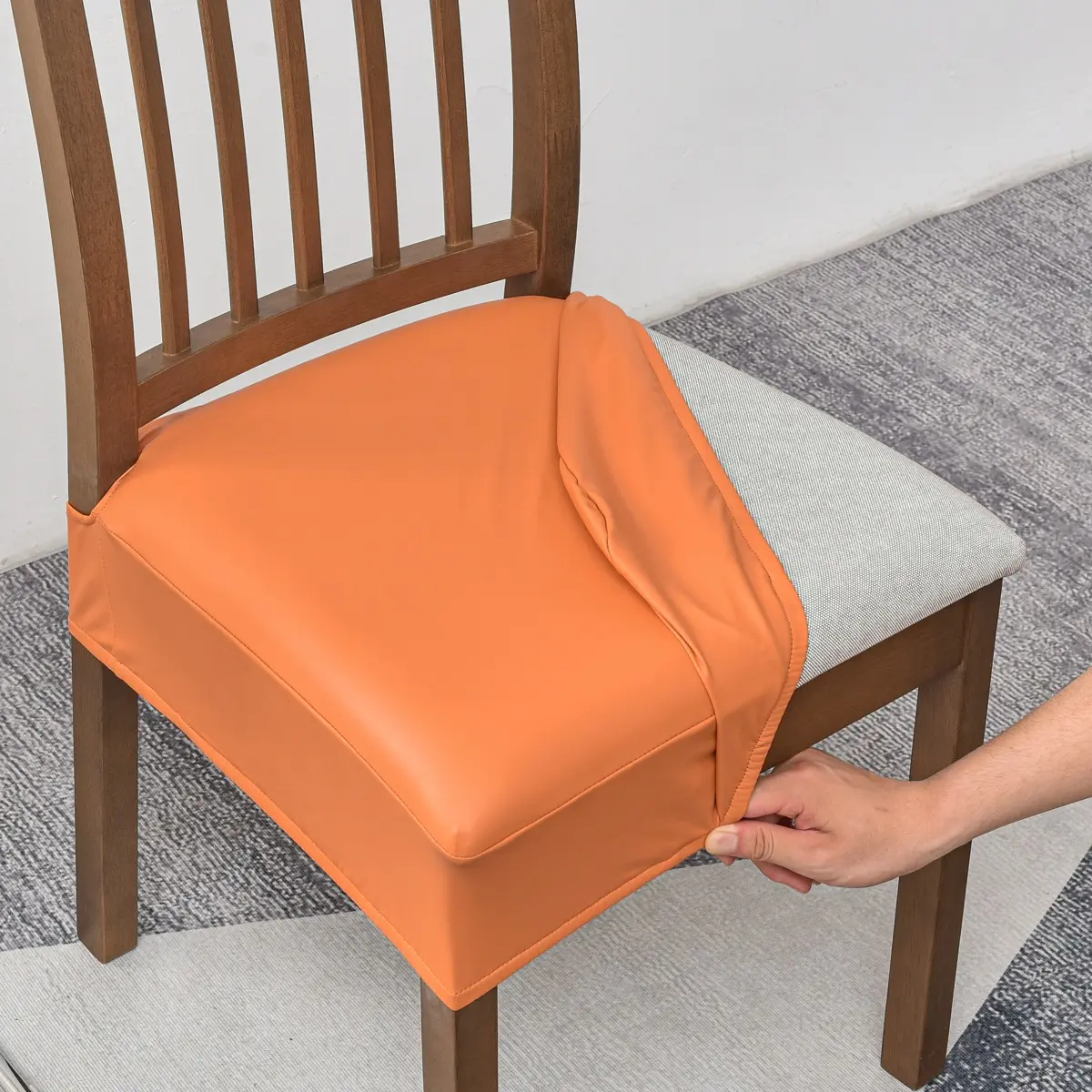 Full-Cover Open-Ended PU Leather Chair Cover Waterproof Oil-Proof All-Seasons Seat Protector for Home Outdoor Use Durable Stylish Design
