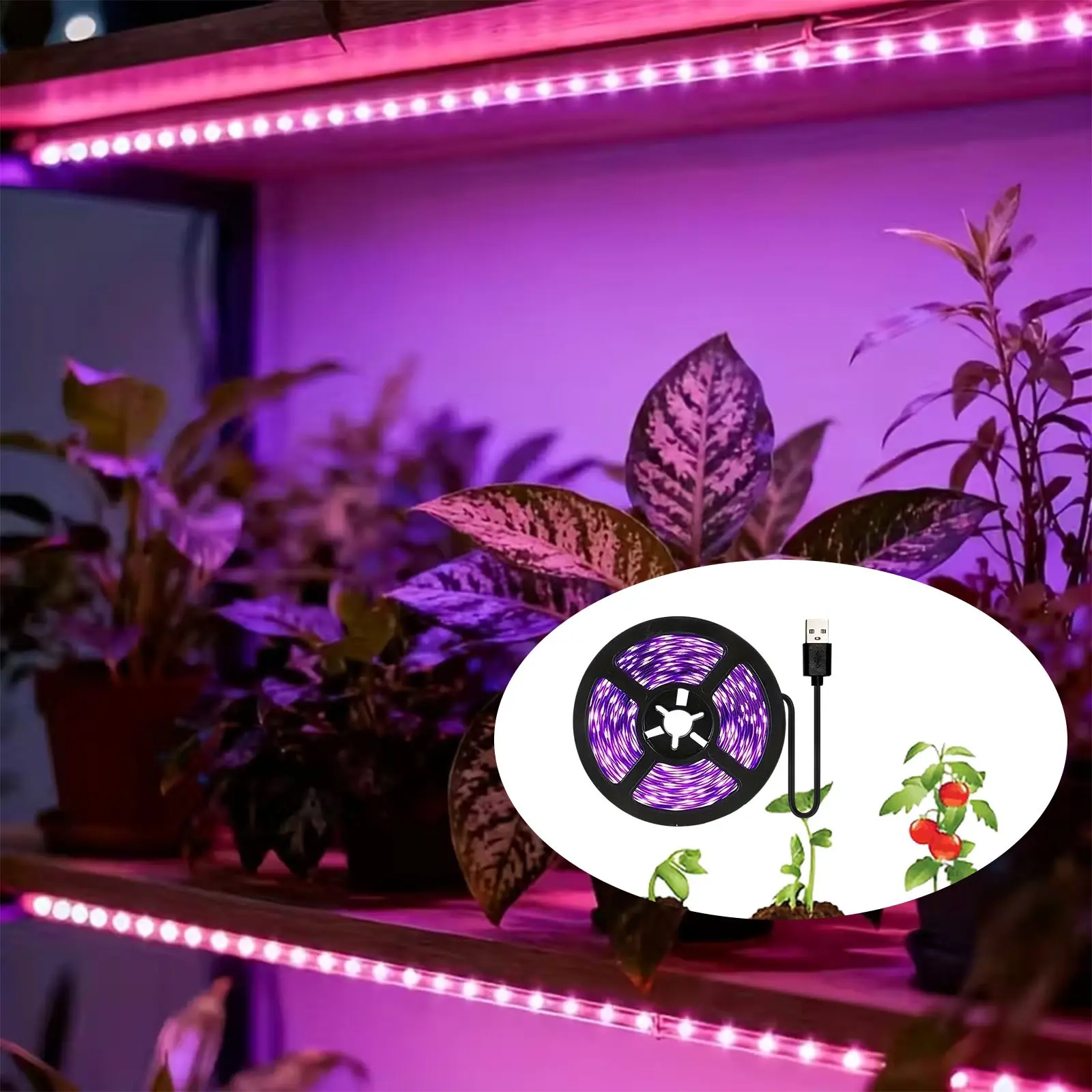 USB Powered Plant Growth Light Strip, Light, Indoor Flower, Vegetable, Succulent plants Supplement Lighting, LED Grow Lamp for Plants, Grow Light For Seedlings, Grow Lights