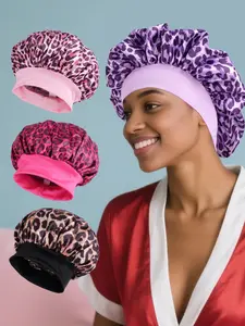 Women's Leopard Print Satin Sleep Bonnet, Single-Layer Nightcap for Hair Care, Essential Bedtime Routine, 1-Pack, Bonnets for Sleeping