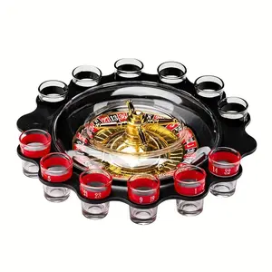 Shot Glass Roulette Drinking Game – 12-Piece Red/Black Set, Fun Adult Party Game for White Elephant, Game Nights, and Gifts
