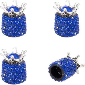 4-Pack Handmade Crown Rhinestone Valve Stem Caps, Attractive & Dustproof tire  tech