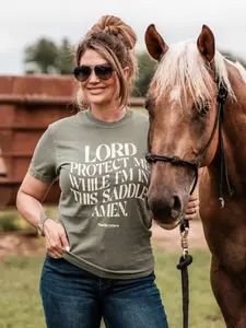 Lord Protect Me In The Saddle Tee, Ranch Dress'n T-shirts, Christian Shirts