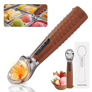 Rechargeable Heated Ice Cream Scoop with 3 Heat Settings (120-160°F), LED Display, 2600mAh Battery, Waterproof Design for Hard Ice Cream & Desserts, Sleek Scoop Kitchenware, Kitchen Gadgets