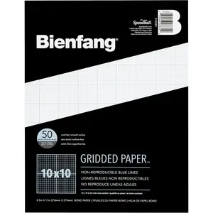 Designer Grid Graph Paper Pad, 10x10 Cross Section, 8.5 x 11 Inches, 50 Sheets