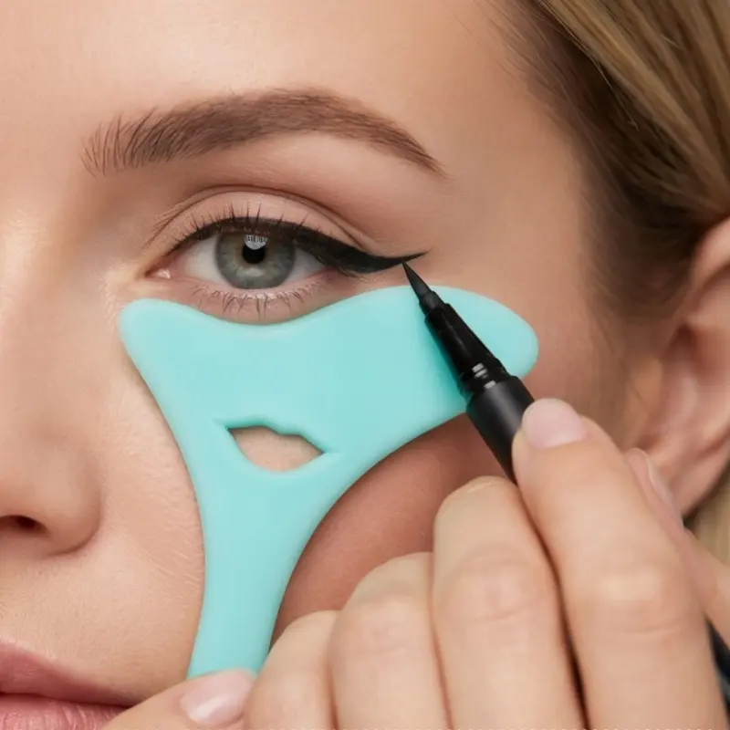 Reusable Silicone Eyeliner Mask Applicator, Durable, Compact, Lightweight, 2pcs Lazy Makeup Tool, Plastic Material, Single Item Pack, No Prop 65 Warning, Cosmetic Tools-MM1