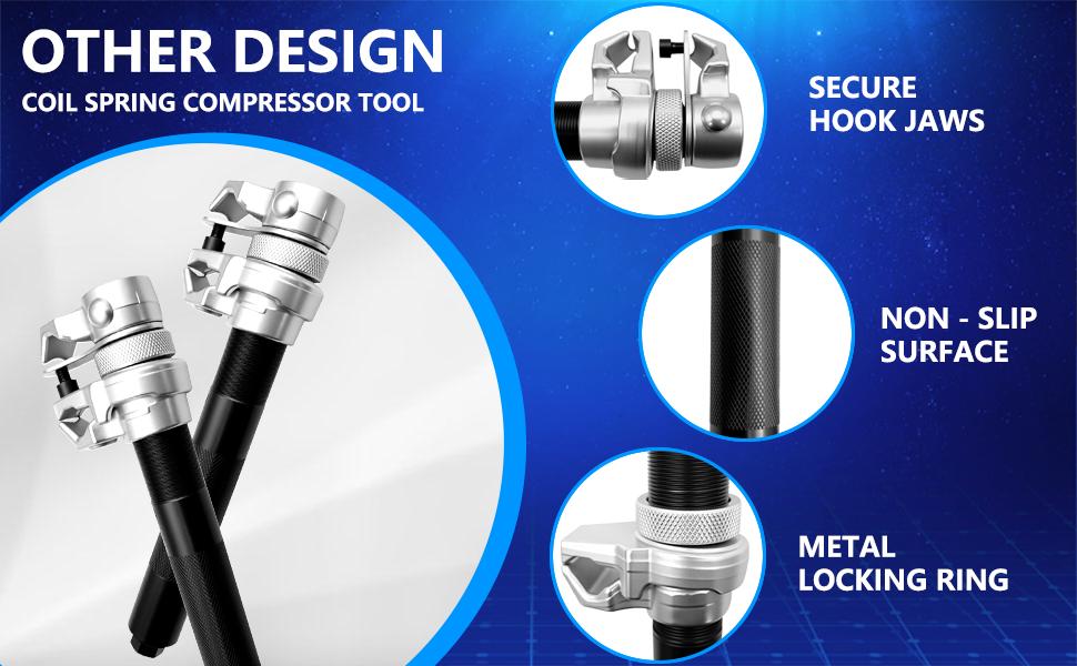 3-Piece Heavy-Duty Suspension Coil Spring Compressor Hand Tool Kit; Shock Absorber Spring Removal Tool for Cars; 3-Piece Heavy-Duty MacPherson Frame Assembly with Safety Bracket; Suitable for Cars, Trucks, ATVs, UTVs; Load Capacity 2200 lbs 3-Piece Heavy-Duty Suspension Coil Spring Compressor Hand Tool Kit; Shock Absorber Spring Removal Tool for Cars; 3-Piece Heavy-Duty MacPherson Frame Assembly with Safety Bracket; Suitable for Cars, Trucks, ATVs, UTVs; Load Capacity 2200 lbs