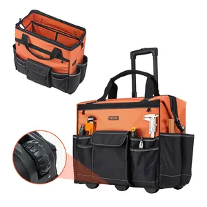 VEVOR Rolling Tool Bag, 110 lbs Load Capacity, 27 Pockets Heavy Duty Roller Tool Bag on Wheels, Adjustable Telescoping Handle & Stable Base, Toolbag Organizers with Wheels for Construction, Mechanic