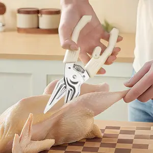 Multifunctional Labor-saving Kitchen Shear, Spring Assisted with Detachable Magnetic Cover, Heavy Duty Stainless Steel Cooking Scissors for Chicken, Meat, Seafood, Bone Cutting