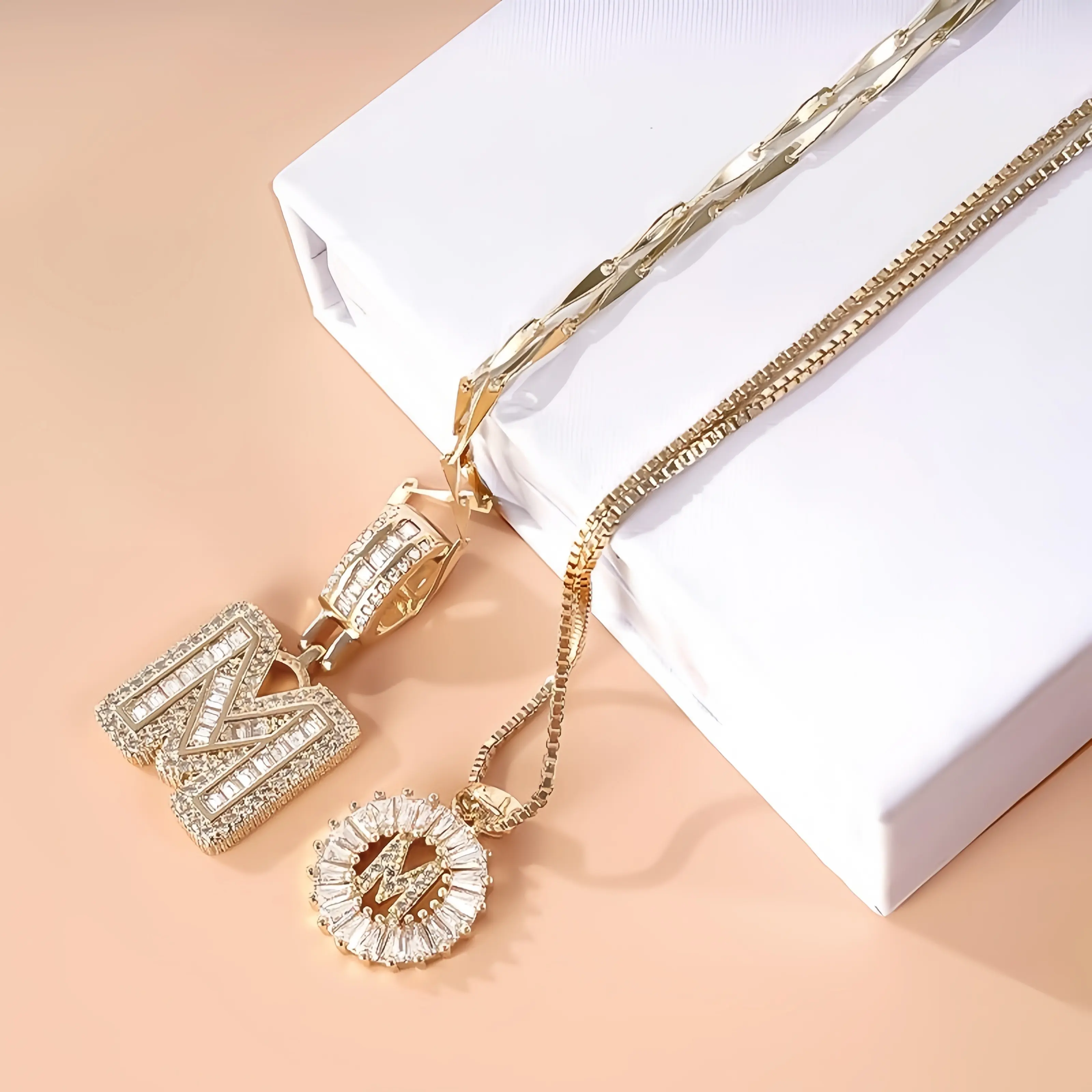2 Pack Initial Necklaces Letter Pendant Necklaces 14K Gold Plated Alphabet Necklaces with Adjustable 17''-19'' Chain for Women Mother’s Day Gift jewelry waterproof men's