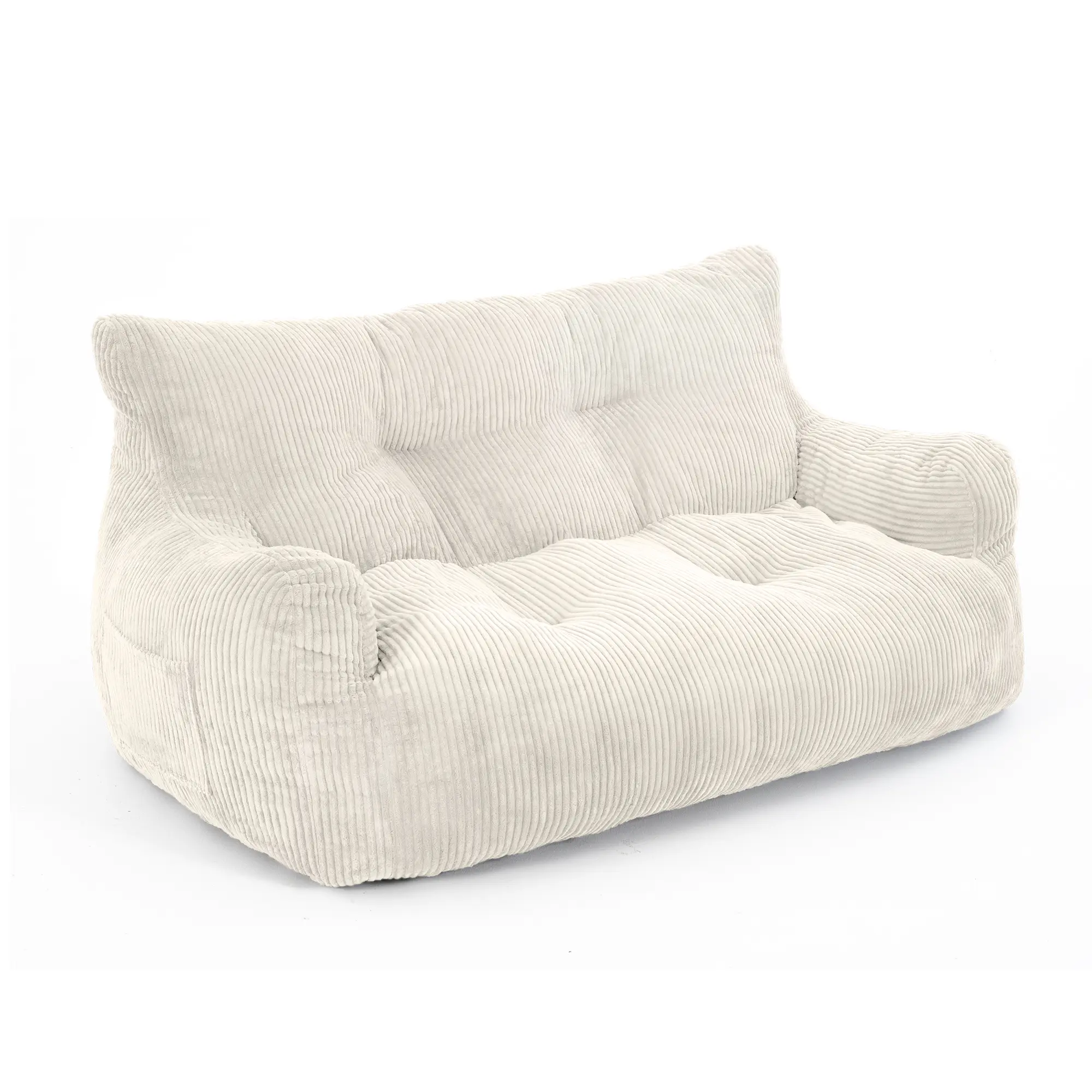 Pamapic 2-Seat Corduroy Lazy Sofa Beanbag - Upholstered Soft Couch, Ergonomic Design, High-Quality Memory Sponge, No Assembly Required, Living Room Indoor Furniture, Bean Bag Chair