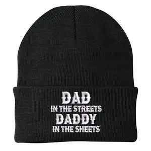 Dad In The Streets Embroidered Beanie Premium Quality Polyester Super Stretch 2 1/2" Cuff 7" W x 8" H