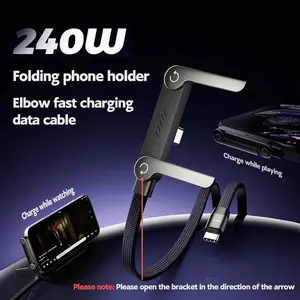 240W 2-in-1 Fast chargingType-C charging Cable withStandfor Gaming Office Car Travel Black
