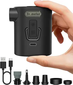Dr.Meter Portable Mini Air Pump with Camping Light 3600mAh Rechargeable Air Mattress Pump 4.8Kpa Fast Inflate Deflate Air Pump for Inflatables Sleeping Pad Swimming Ring Pool Float Vacuum Bags