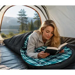 KingCamp Sleeping Bag for Adults, Cold Weather XL Big & Tall (90.6"x35.4") – 400g/m² Cotton Hollow Fiber Fill (39°F Comfort), Soft Flannel Lining, Lightweight 5.7lbs with Compression Sack, Waterproof, Converts to Blanket for Camping Hiking Cafecito Concha