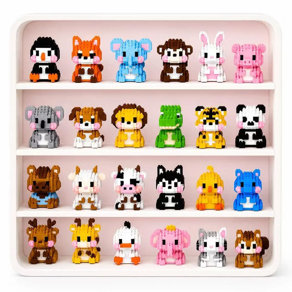 Cute Animal Mini Building Blocks，24PCS Animal Building Blocks Set，Mini Animal Blocks for Kids，DIY Animal Brick Toy，Cute Desk Decor Building Blocks