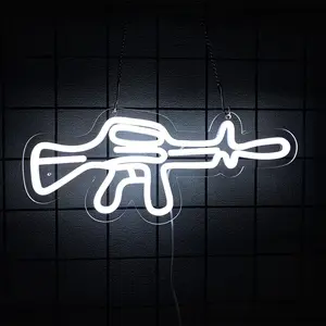 Gun Neon Sign,  Neon Signs Night Light, Game room Bedroom Living Room party Decor lamp for Children  Girls Boys