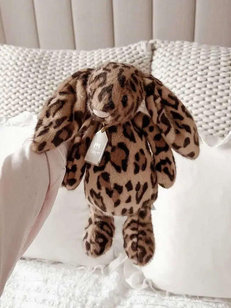 Jellycat Bashful Luxe Bunny Leopard Print Plush Toy, Cute Soft Stuffed Animal Plushie Doll for Kids, Girls Gift & Room Decor