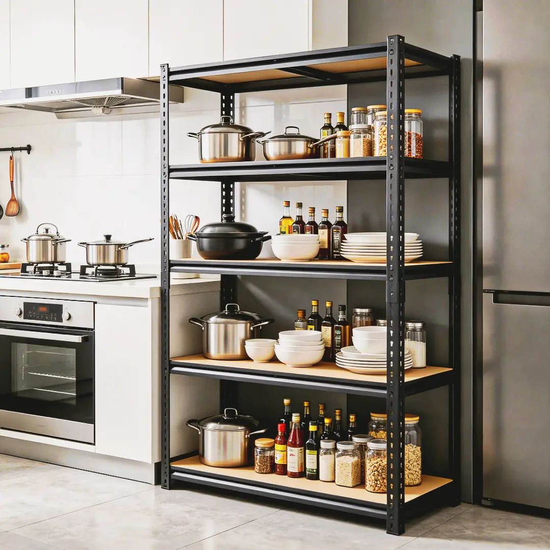 ZEUKMXOO 5-Tier Durable Adjustable Metal Shelf - Kitchen Cabinet Storage Rack for Pantries, Warehouses