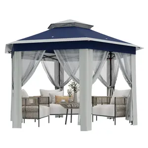 13'x13' Pop-Up Gazebo, Outdoor Hexagonal Patio Gazebo with Mosquito Netting, Instant Setup Canopy Tent w/ Strong Steel Frame