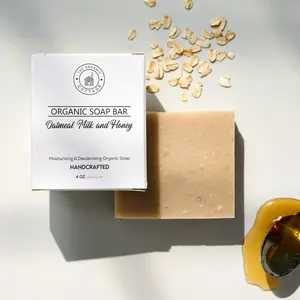 The Organic Cottage Oatmeal Milk and Honey Soap Handcrafted Moisturizing & Deodorizing Bar 4 Oz