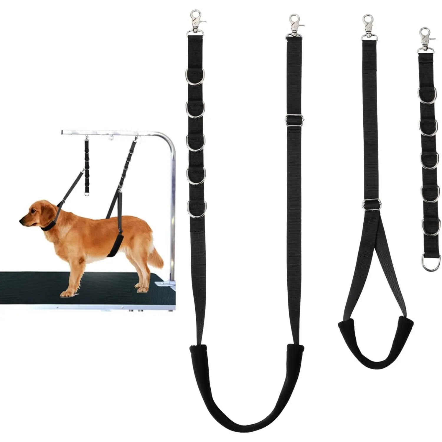 Dog Grooming Loops Dog Grooming Supplies Dog Grooming Belly Straps Pet Dog Groomer Extension Straps for Pet Dog Grooming Table Grooming Arm (Black)