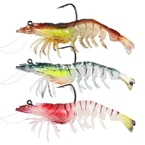 Pre-Rigged Weighted Shrimp & Crawfish Fishing Lures – Soft Bait with Lead Weight, Weedless, Realistic Action – Durable for Bass, Trout, Crappie, Saltwater & Freshwater Fishing