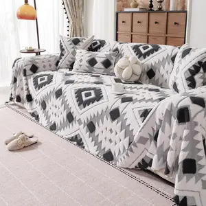 Geometric Pattern Sofa Cover, Sofa Couch Covers, 1 Count Soft Comfortable Sofa Slipcover, Sofa Protector for Home Living Room Bedroom Hotel Dormitory Decor