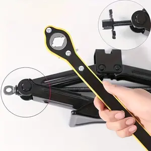 2-In-1 Car Jack Ratchet Wrench and Scissor Jack Speed Handle Tool, Garage Tire Lug Wrench, Manual Tire Repair Tool for Easy Use, Multifunctional Wrench, Heavy Duty Tool