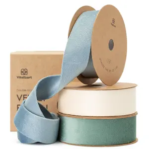 Vitalizart 1 Inch x 15 Yards Velvet Ribbon Set, 3 Rolls Double Faced Ribbon for Gift Wrapping, Wedding Bouquets, Christmas Bows & DIY Decor summerwins