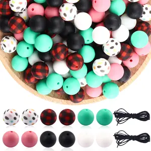 74pcs 15mm Silicone Beads for Keychains, Round Silicone Beads for Pens and Bracelets, DIY Craft Supplies, Bead Assortment, No Choking Hazard, DIY Beading Accessories
