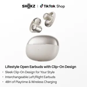 SHOKZ OpenDots ONE - Open-Ear Headphones - Wireless Bluetooth Earbuds with Microphone - Premium Dolby Audio - Water Resistant - Fast Charging - Up to 40 hrs Playtime