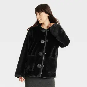 Women's Faux Fur Jacket - Universal Thread Black M