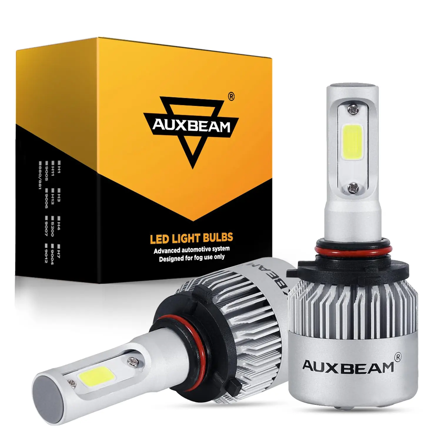 9005 LED Headlight Bulbs, 2Pcs 72W 8000LM 6500K Cool White COB Single Beam, Aviation 6063 Aluminum, IP65 Waterproof, 360° Beam Mute Fan Heat Dissipation, 30000H Lifespan, Fits 98% of Vehicles