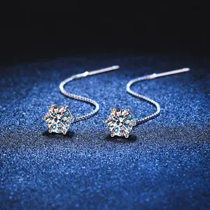 Moissanite Stud Round Cut Snowflake Earrings /5mm/6.5mm Synthetic Moissanite VVS D Color Jewelry Gift for Women and Men