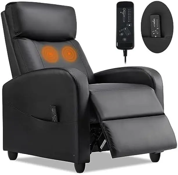 Sweetcrispy Massaging Recliner Chair - Furniture for Living Room, Adjustable Home/Office Chair with Padded Seat and Backrest