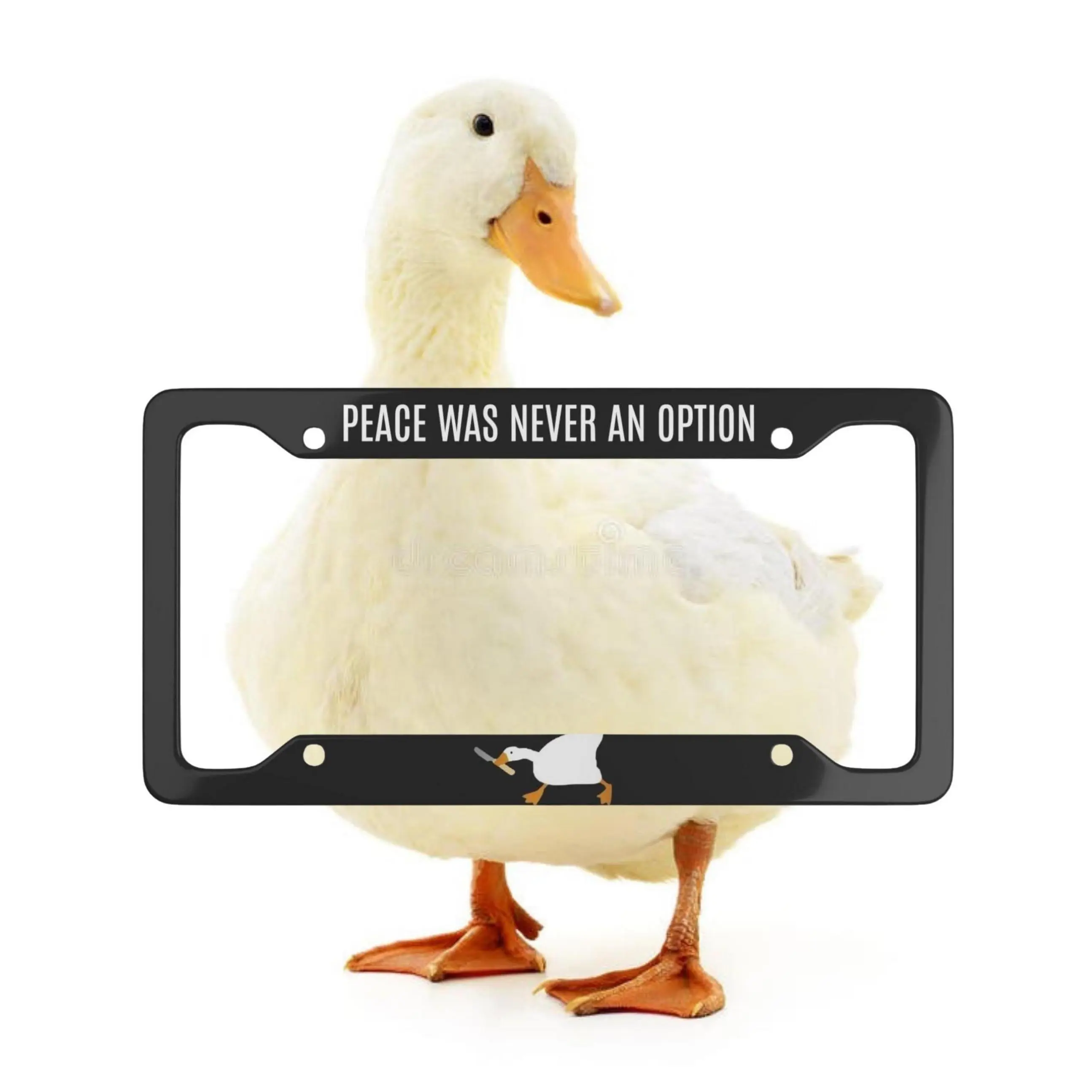 Peace Was Never An Option License Plate No frame - Duck License Plate - Murder Duck - Meme License Plate - Gen Z License Plate - Funny License
