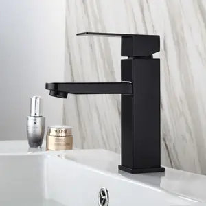 Stainless Steel Sink Faucet, Single Hole Cold Hot Water Mixer, Modern Style, Bathroom Basin Replacement Accessories