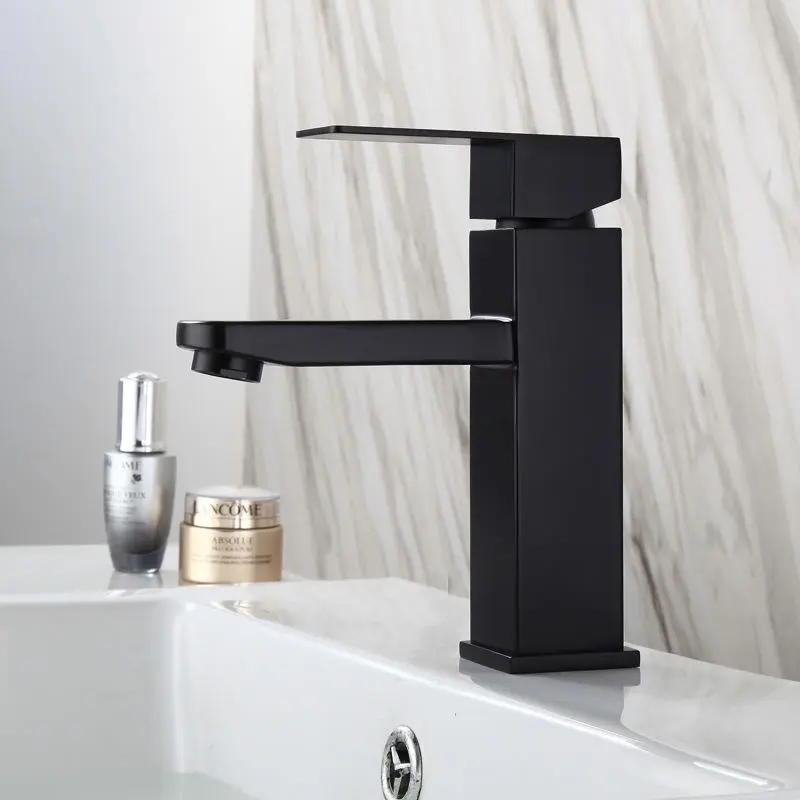 Stainless Steel Sink Faucet, Single Hole Cold Hot Water Mixer, Modern Style, Bathroom Basin Replacement Accessories, Bathroom Faucets, Faucets For Bathroom Sinks