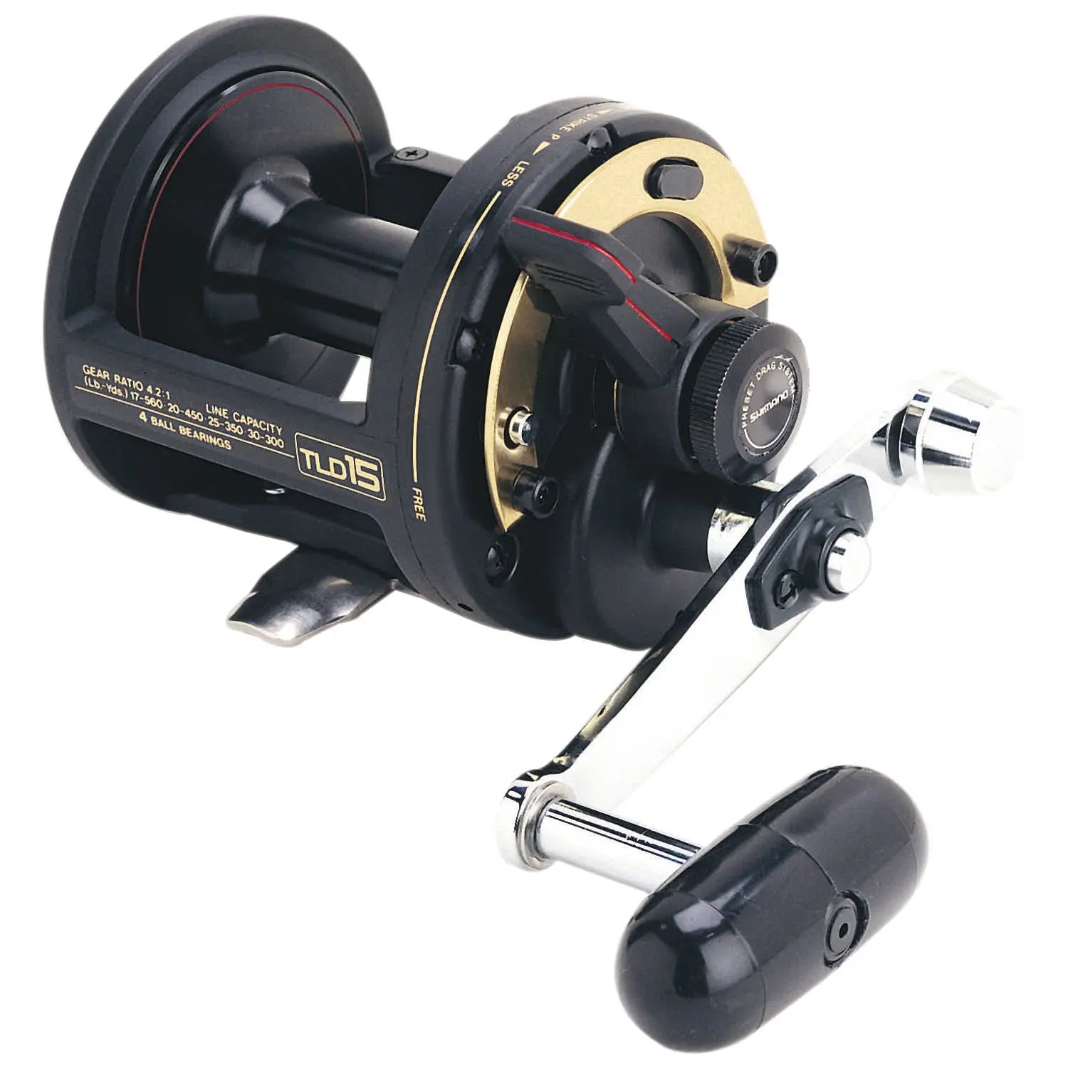 Shimano TLD Triton 1-Speed Lever Drag Conventional Reels, A-Rb Anti-Rust Bearings, Ample Drag Strength, Barrel Handle Grip