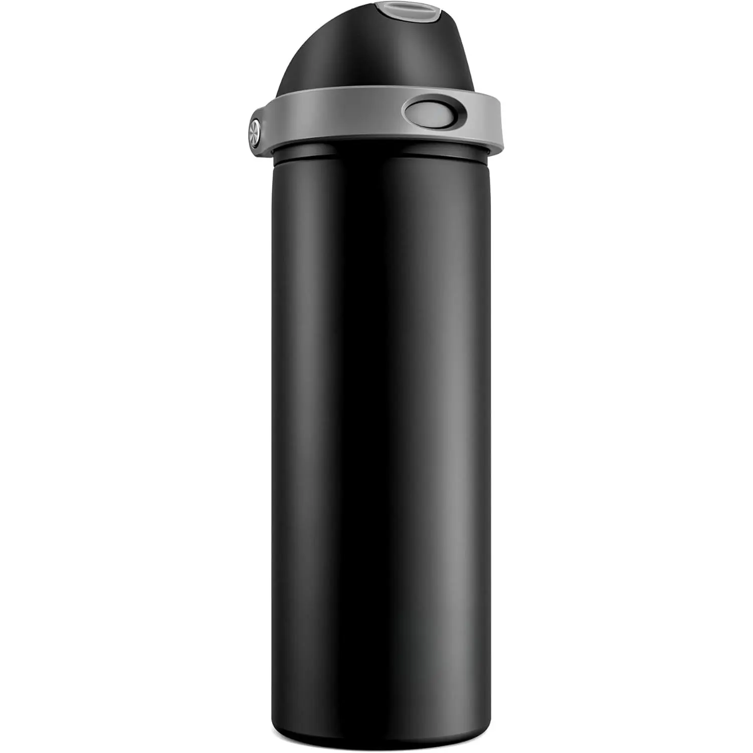 Stainless Steel Insulated Tumbler, 24 oz Leakproof Water Bottle with Push-Button Spout & Flip Straw for Travel, Gym & School, Fits Car Cupholders - Midnight Black