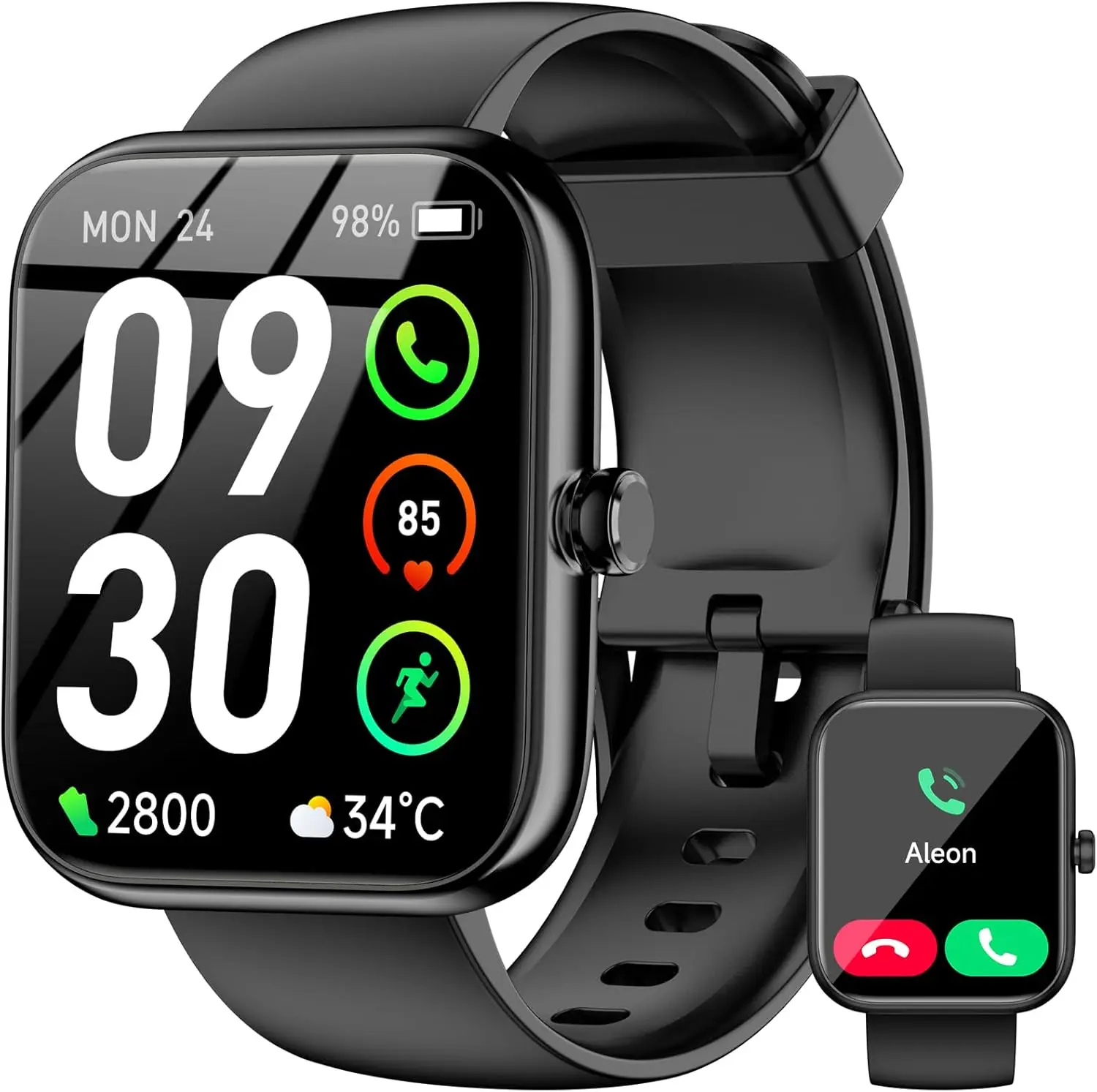 BOOOMIC Smart Watch with Alexa Built-in, 1.83" HD Touchscreen Fitness Tracker, Bluetooth Notifications/Calls, IP68 Waterproof, 120+ Sport Modes, 24/7 Heart Rate & Sleep Monitor for iPhone Android iOS (Black)