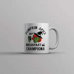 Pumpkin Spice The Breakfast Of Champions Mug Funny Fall Seaon Lovers Witch Novelty Cup - 11oz Funny Coffee Mugs Ceramic Printed Drinkware Cup