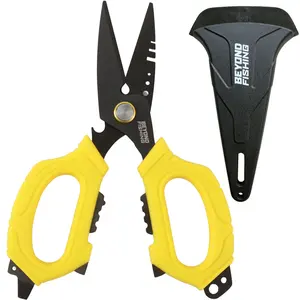 Beyond Fishing OmniPro Shears – 6.5” Multi-Function Fishing Scissors with Titanium-Coated Blades – Cuts Braided Line, Monofilament, Fluorocarbon & Steel Wire – Fishing Tool with Sheath, Crimper, Screwdriver & Opener