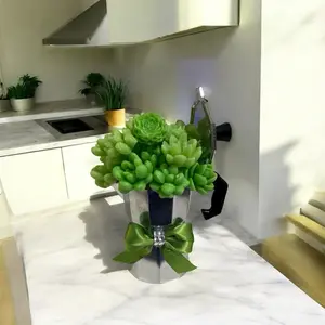 Succulent Candle Arrangement – Handmade Wax Plant Decor in Gift Container